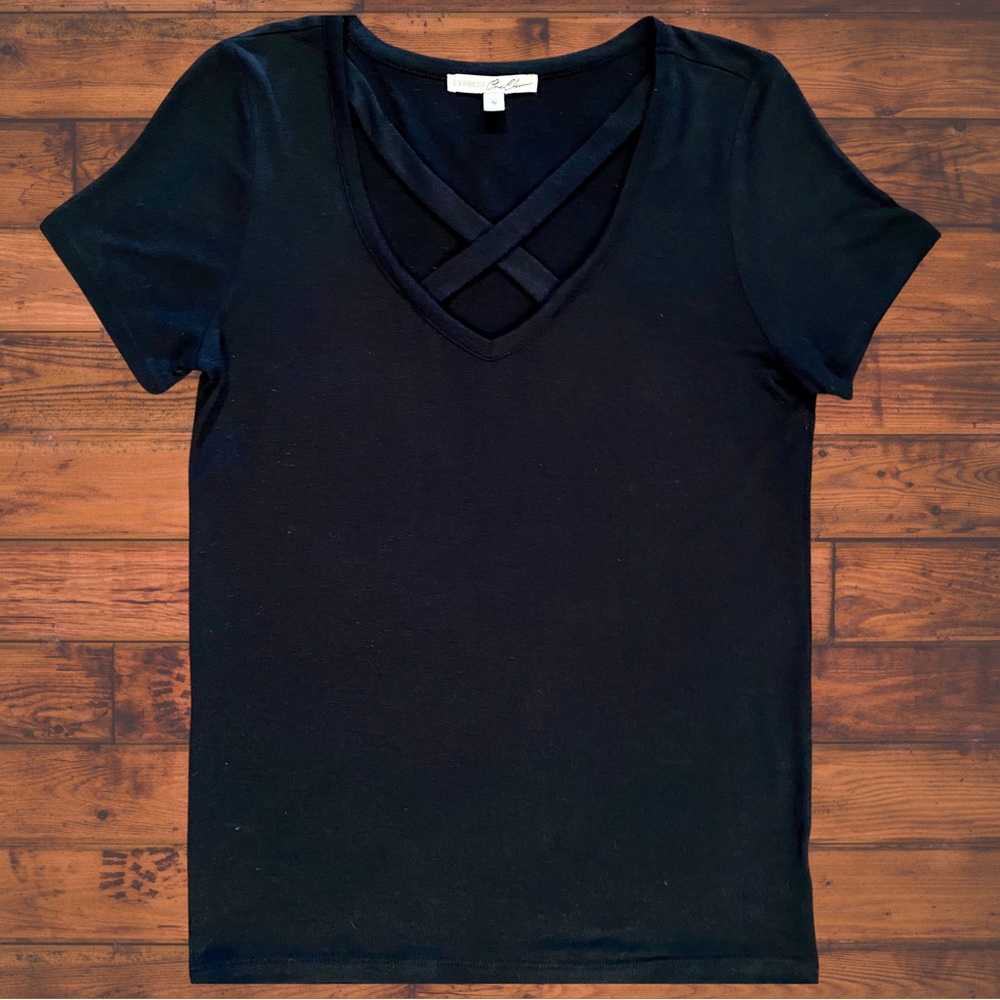 Express One Eleven Black Criss Cross Top | XS